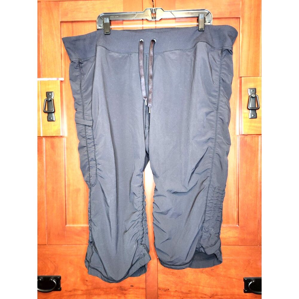 Zella Black Capri Pants Ruched Drawstring Athletic Joggers Women's Size 18W